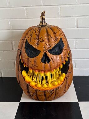 Scary Pumpkin Animatronic Lights & Sound Halloween Prop 1.5ft Lighted LED Prop